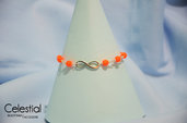 Bracciale con perle e infinito - Arancione fluo