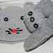 Stivaletti e cappellino gattino bebè unisex misto lana grigio CHIARO stile Ugg 