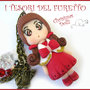 Collana Natale 2015 " Christmas Doll " Polly abito rosso mantellina bianca e fiocco rosso fimo cernit premo idea regalo per lei donna ragazza bambina kawaii