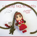 Collana Natale 2015 " Christmas Doll " Polly abito rosso mantellina bianca e fiocco rosso fimo cernit premo idea regalo per lei donna ragazza bambina kawaii