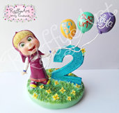 Cake topper compleanno/festa bambini “Tanti auguri da Masha!” (personalizzabile)