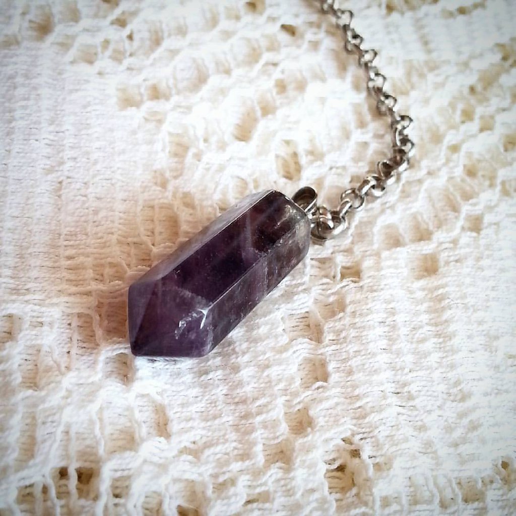 Pendolo In Ametista E Resina Per Divinazione, Reiki E Meditazione - Con Catena 24,5cm - Foto 8