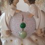 orecchini con pietra verde e cuore in vetro verde