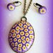 Parure con ciondolo e orecchini eleganti in fimo handmade viola giallo idee regalo donna