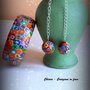 Parure con bangle e orecchini in fimo eleganti con murrine multicolore idee regalo donna