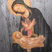 Icona, legno,découpage , doratura in foglia simil argento Vergine con Bambin Gesù