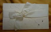 Partecipazione nozze in carta cotone con strass