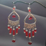 Boucles D'oreilles Pendantes Gitano En Cristal De Roche Naturel - Argent 800 - Chandelier Perles - Neuf Avec étiquettes