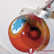 Palla di Natale Arancione in vetro di Murano fatta a mano