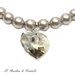 Bracciale perle platino cuore cristallo Swarovski greige argento 925 fatto a mano - Primula