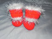 Scarpette stivaletti scarpine bebè rosso Natale uncinetto handmade regalo  