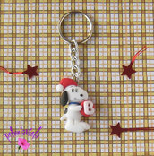 Snoopy portachiavi- Iniziale personalizzabile-Snoopy fimo-Portachiavi Snoopy-Portachiavi con iniziale-Portachiavi personalizzabile