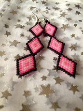 ~ Pink Highlighter ~ Beaded Earrings / Orecchini con perline Miyuki