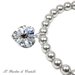 Bracciale perle e cuore cristallo Swarovski grigio chiaro argento 925 fatto a mano - Primula