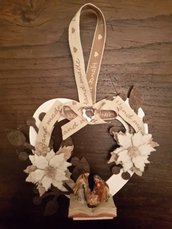 Cuore ghirlanda decorativo con presepe idea regalo Natale 2015 christmas
