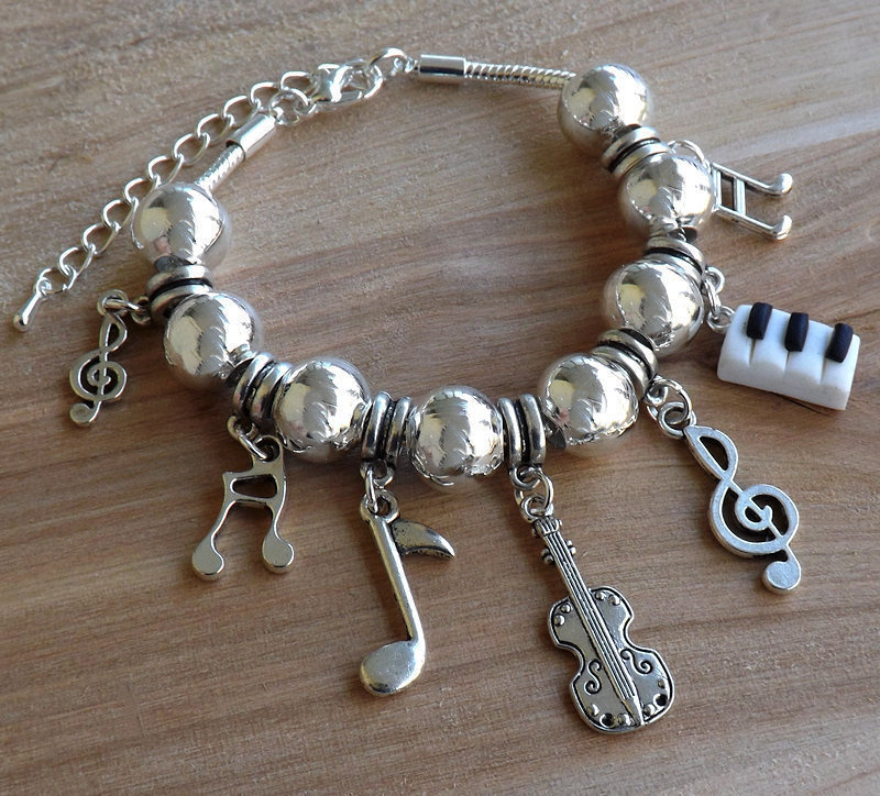 Bracciale Con Violino Note Musicali E Pianoforte - Gioielli - Brac - Foto 5