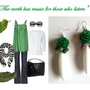 Orecchini "Green roses" con agata bianca, perline di agata e rose verdi