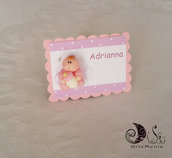 Battesimo Card Art Segnaposto rettangolare con miniatura bebè personalizzabili