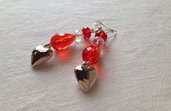 Heart in Red&White Earring / Orecchini Goccia e Cuore rossi
