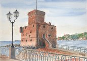 Stampa Acquerello: Castello di Rapallo