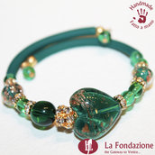 Bracciale Valentino color verde in vetro di Murano fatto a mano