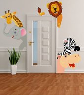 Adesivi colorati Animali intorno alla porta (2505f)