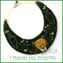Collana " Giaguaro " perline rocailles fimo cernit collarino pannolenci elegante vistosa verde oro idea regalo donna ragazza regalo 