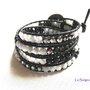 Bracciale Wrap Chan Luu Style, mezzi cristalli nero grigio acciaio