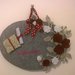 Dietroporta targa laurea con rose,fiocco , pergamena e libro in tessuto