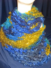 Sciarpa blu e verde arm knitting