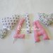 LIA: Una ghirlanda di lettere imbottite rosa i lilla per decorare la sua cameretta.