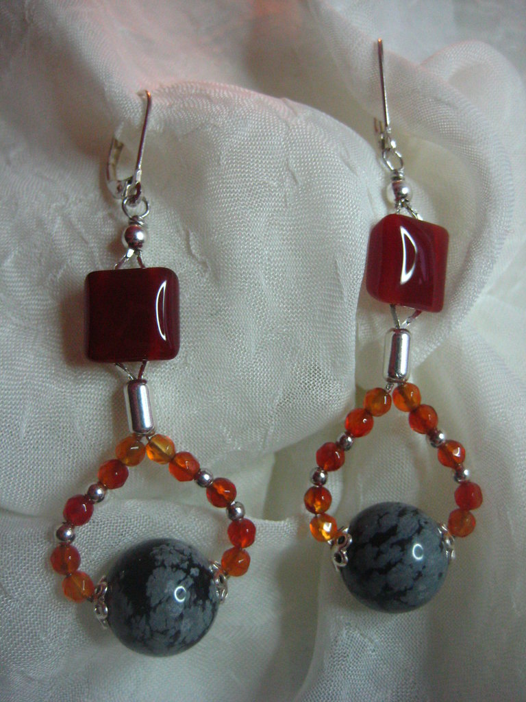 Les Poulettes Bijoux Orecchini In Argento 925 Con Palla D'Agata - Collezione Classics