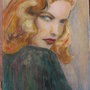Figura femminile. Pittura ad olio . omaggio ad una diva: Laureen Bacall