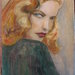Figura femminile. Pittura ad olio . omaggio ad una diva: Laureen Bacall