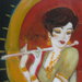 Dipinto ad olio rappresentante donna con ombrellino . 'La vezzosa'