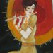 Dipinto ad olio rappresentante donna con ombrellino . 'La vezzosa'