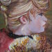 Pittura ad olio su legno. Figura femminile Ispirata a Toulouse Lautrec- Ricordo di una Mostra
