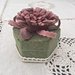 scatola rivestita in feltro verde con fiore rosa e lilla