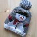 Berretto/cappello Snowman/pupazzo di neve lana merino fatto a mano a maglia