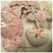 Cuore/fiocco nascita rosa 8 cuori con farfalla e roselline