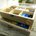 Scatola di legno Sarta - Sartoria - Attrezi per cucito con cassetti Effetto Shabby Chic con merletti e pannolenci, stampa a cuore