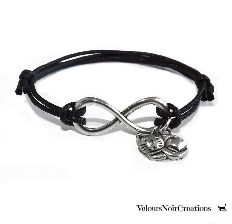 Coppia bracciali simbolo infinito gatto e cuore - Gioielli - Bracc