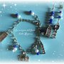 Bracciale charms London e cristalli blu