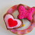 TI VOGLIO BENE: AUGURI.Biscotti in feltro ricamati con perline:CUORE/FARFALLA.Toni del roso e rosa.Regalo per San Valentino.Romantici 