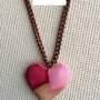 Collana lunga con cuore rosa patchwork