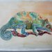 animali: camaleonte acquerello, dipinto originale / chameleon watercolor, original painting