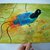 Uccelli del paradiso, acquerello su carta preparata con lo sfondo acrilico, dipinto originale