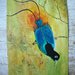 Uccelli del paradiso, acquerello su carta preparata con lo sfondo acrilico, dipinto originale