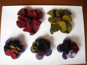 spilla lana cotta quadrifoglio o piccolo bouquet