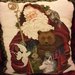 "Babbo Natale della foresta" Cuscino natalizio ricamato su lino.